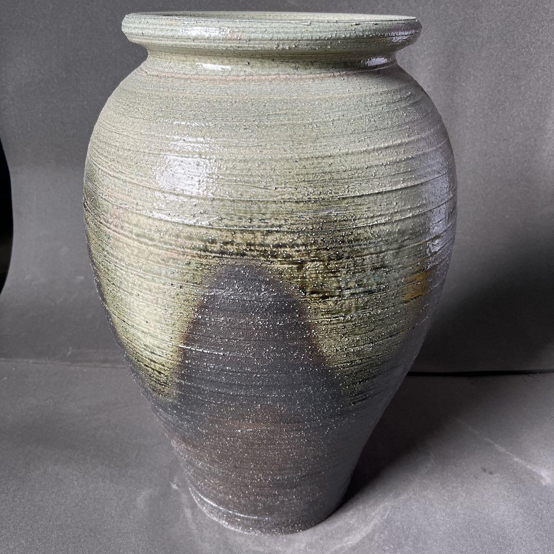 信楽焼傘立て  緑釉壺型 高さ５３cm