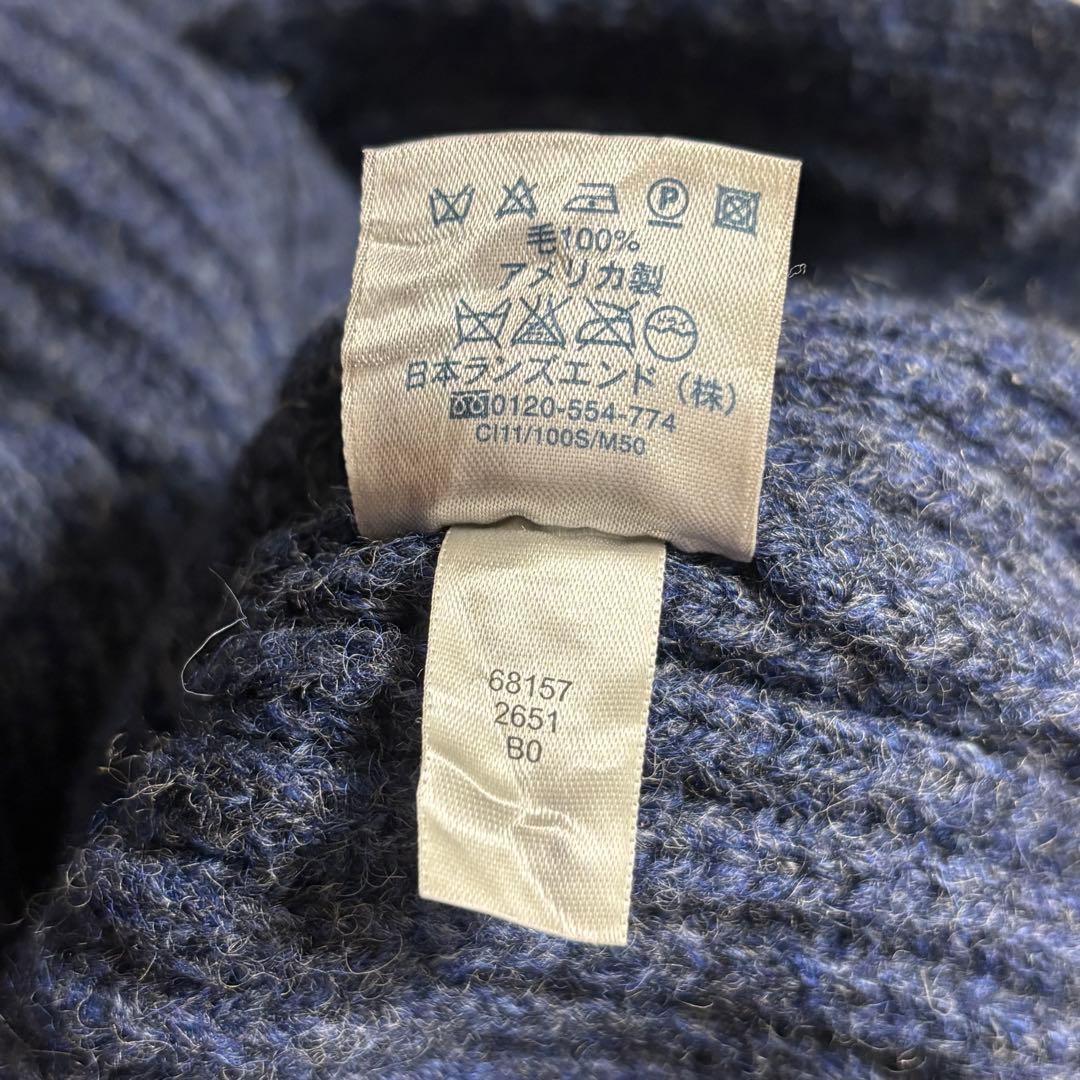 usa製ランズエンド ショールカラー ウール肉厚カーディガン エルボーパッチ