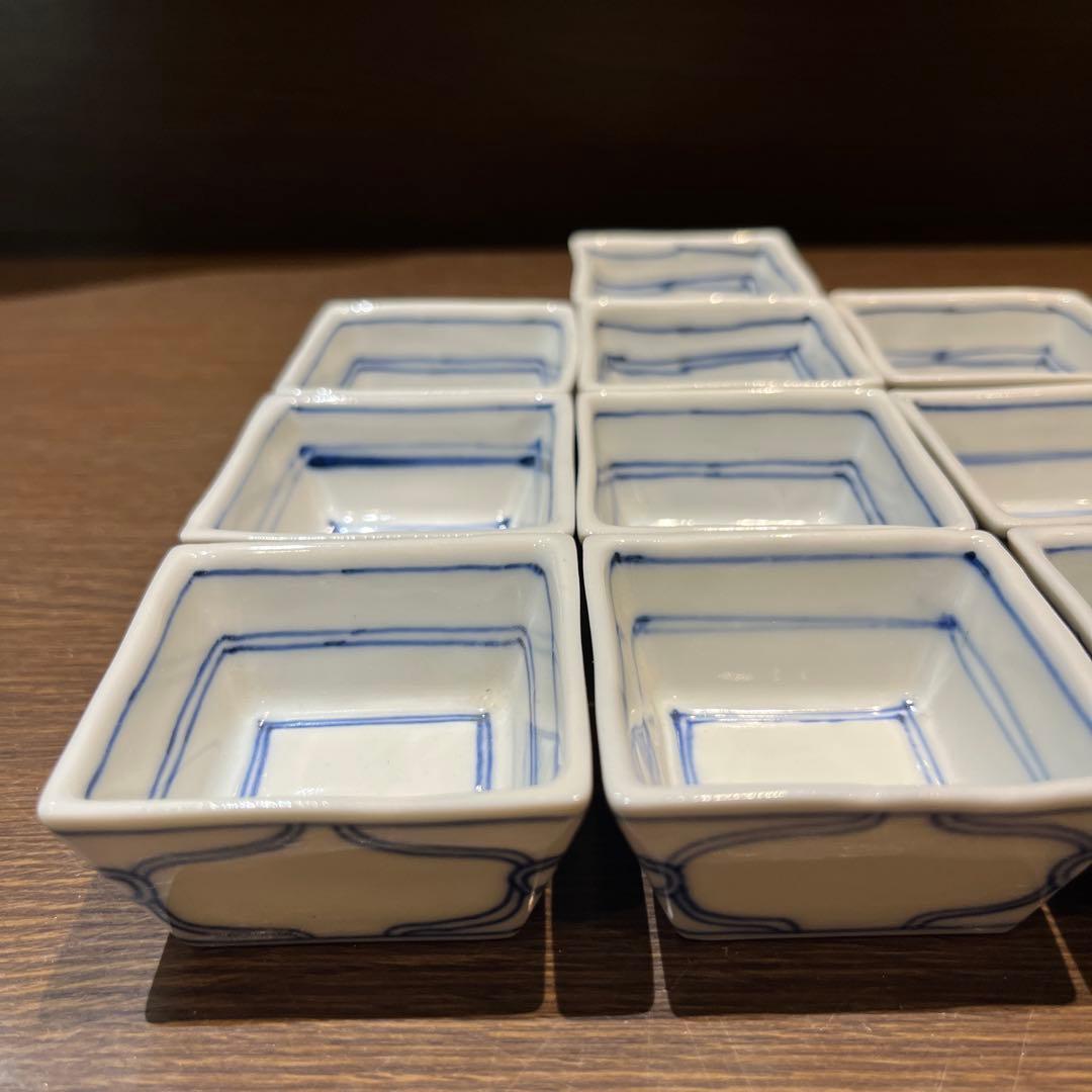 染付ひも絵角珍味入れ10客