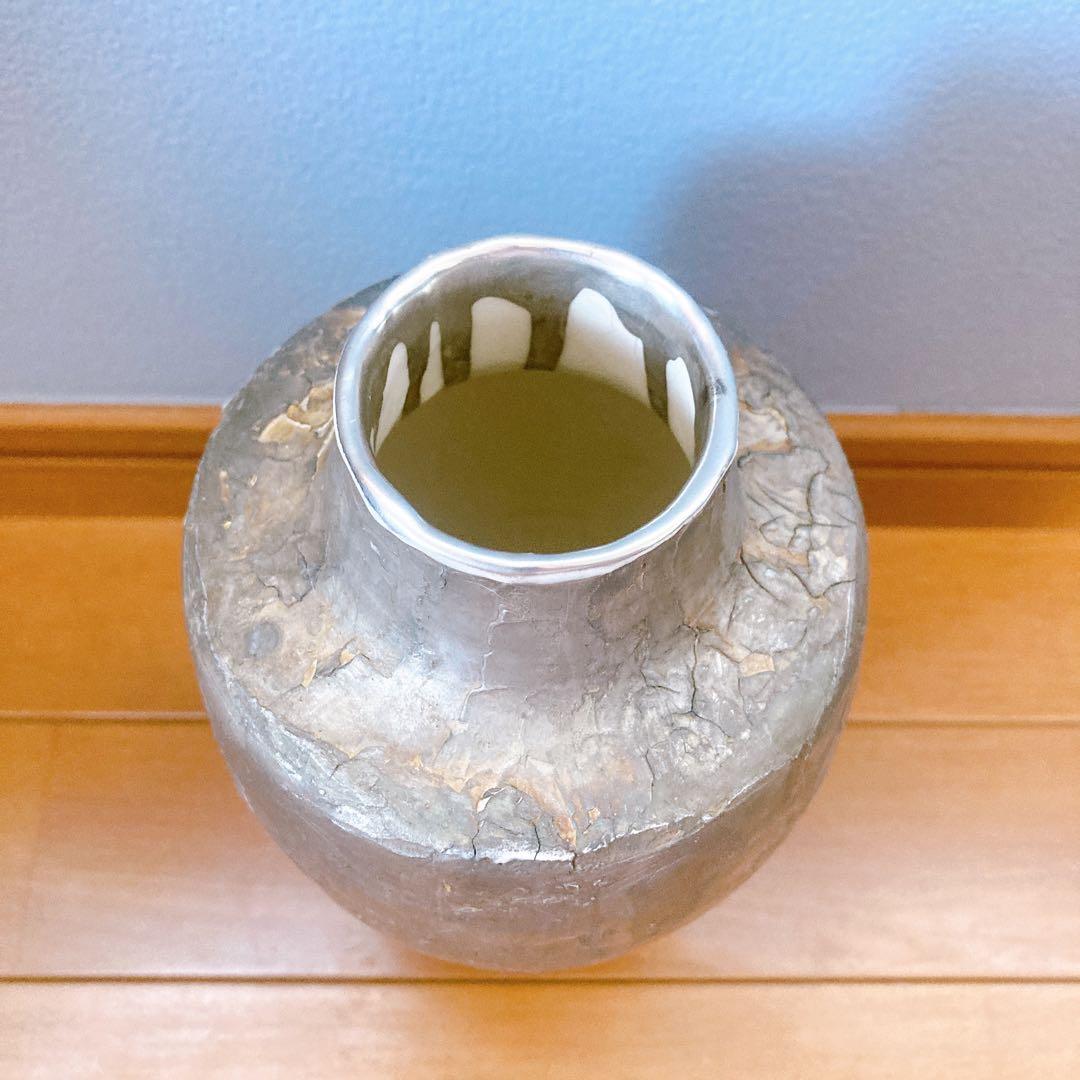 [Sale] オノエコウタ 銀壺 銀彩 作家物 花器 いけばな