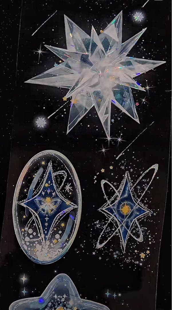 【9460】海外　マステ　3/5/巻　貝殻光マスキングテープ　惑星　青　装飾系