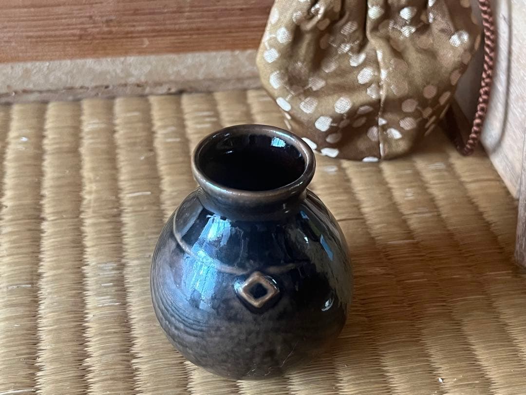 茶道具　膳所焼 陽炎園 淡海ぜぜ 茶入 仕覆付