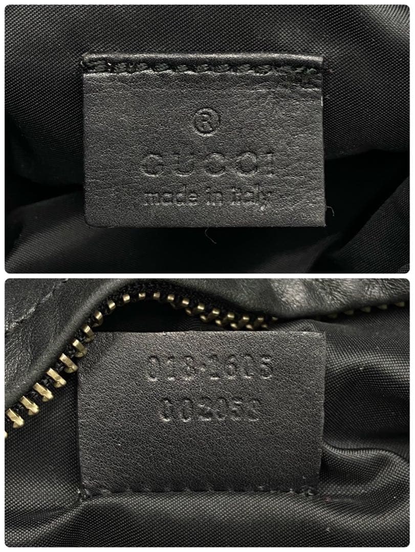 グッチ ウエストバッグ ショルダー ブラック レザー キャンバス