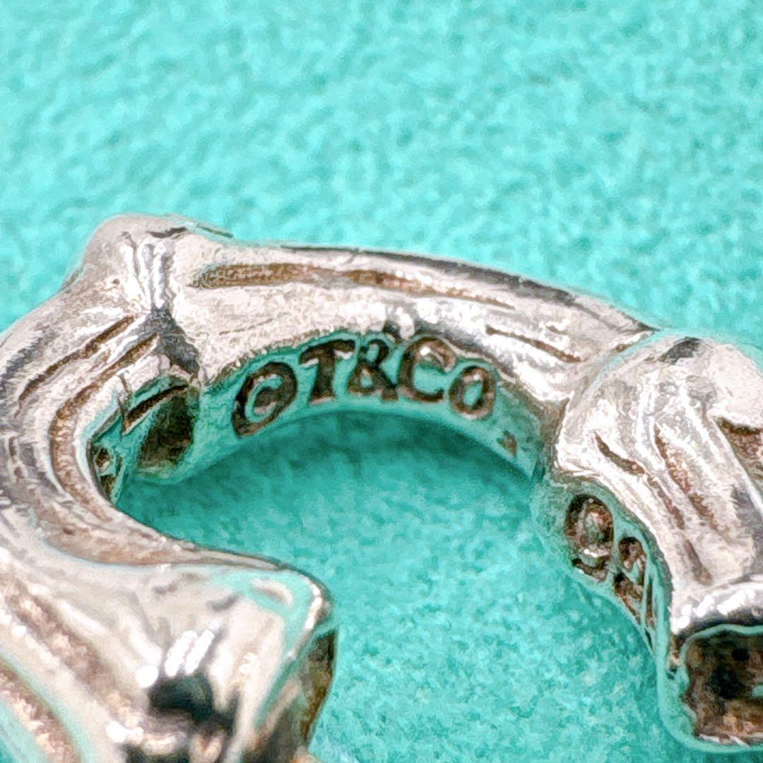 美品 オールドティファニー バンブー スモール ピアス キャッチ社外品 シルバー