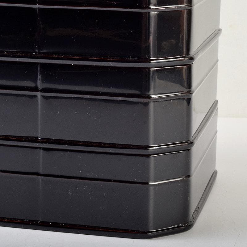 塗師　木村表斎　黒漆　利休形　縁高重　五段　共箱　V　R9124B