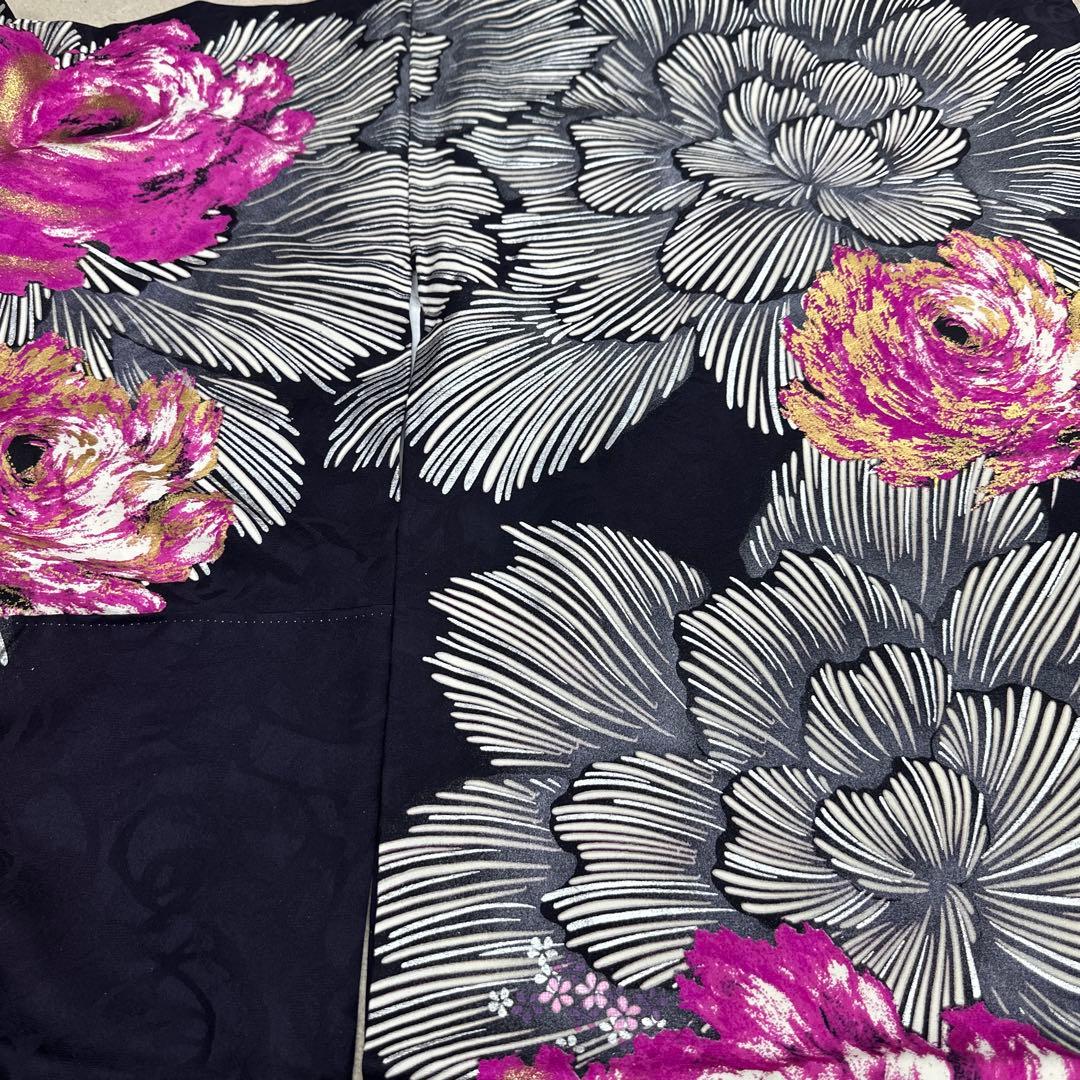 桂由美 ラインストーン キラキラ 薔薇 訪問着 濃紫地