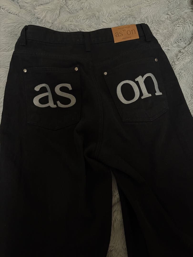 ason アズオン 韓国 デニム SMOG WIDE PANTS BLACK