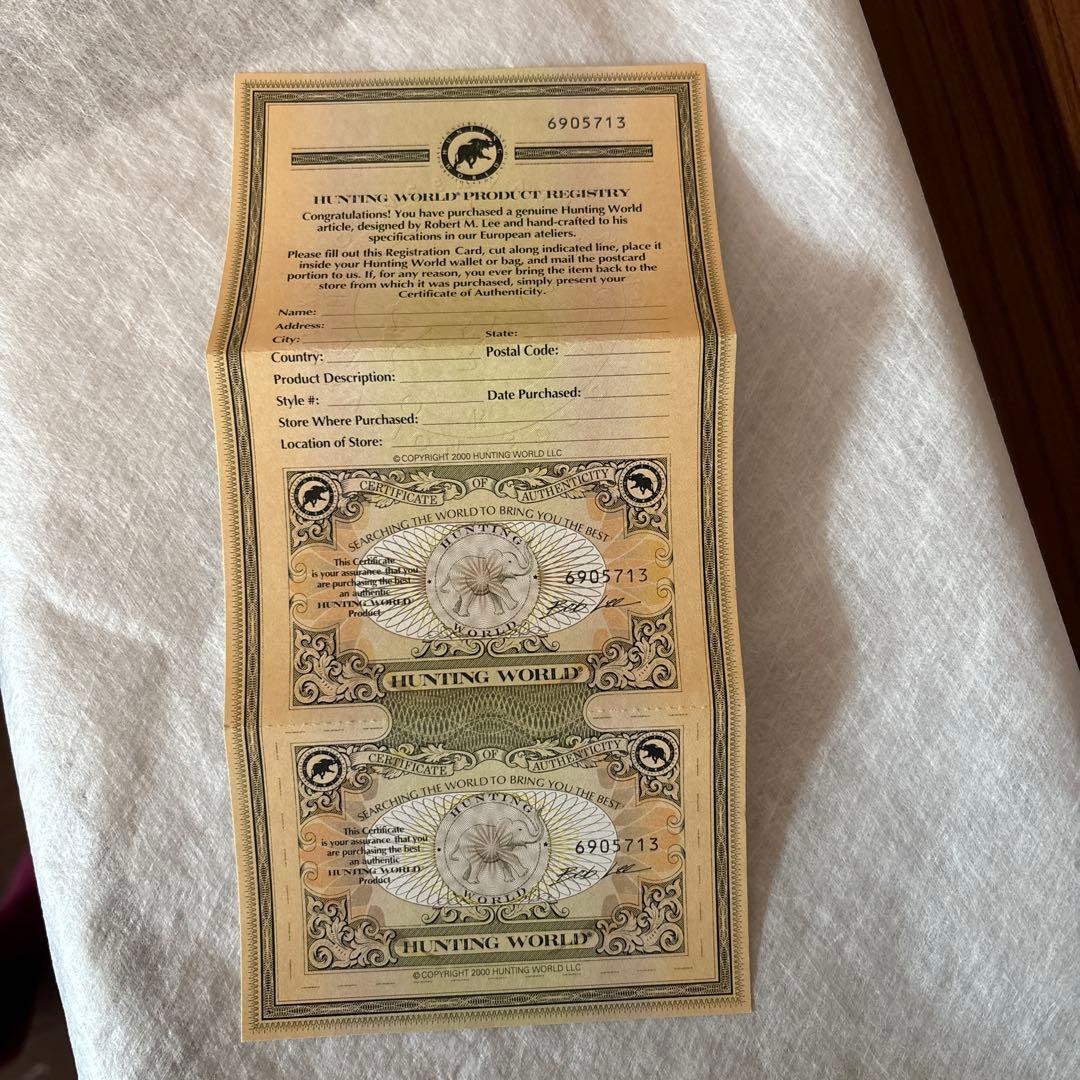 HUNTING WORLD 二つ折り財布 オリーブグリーン