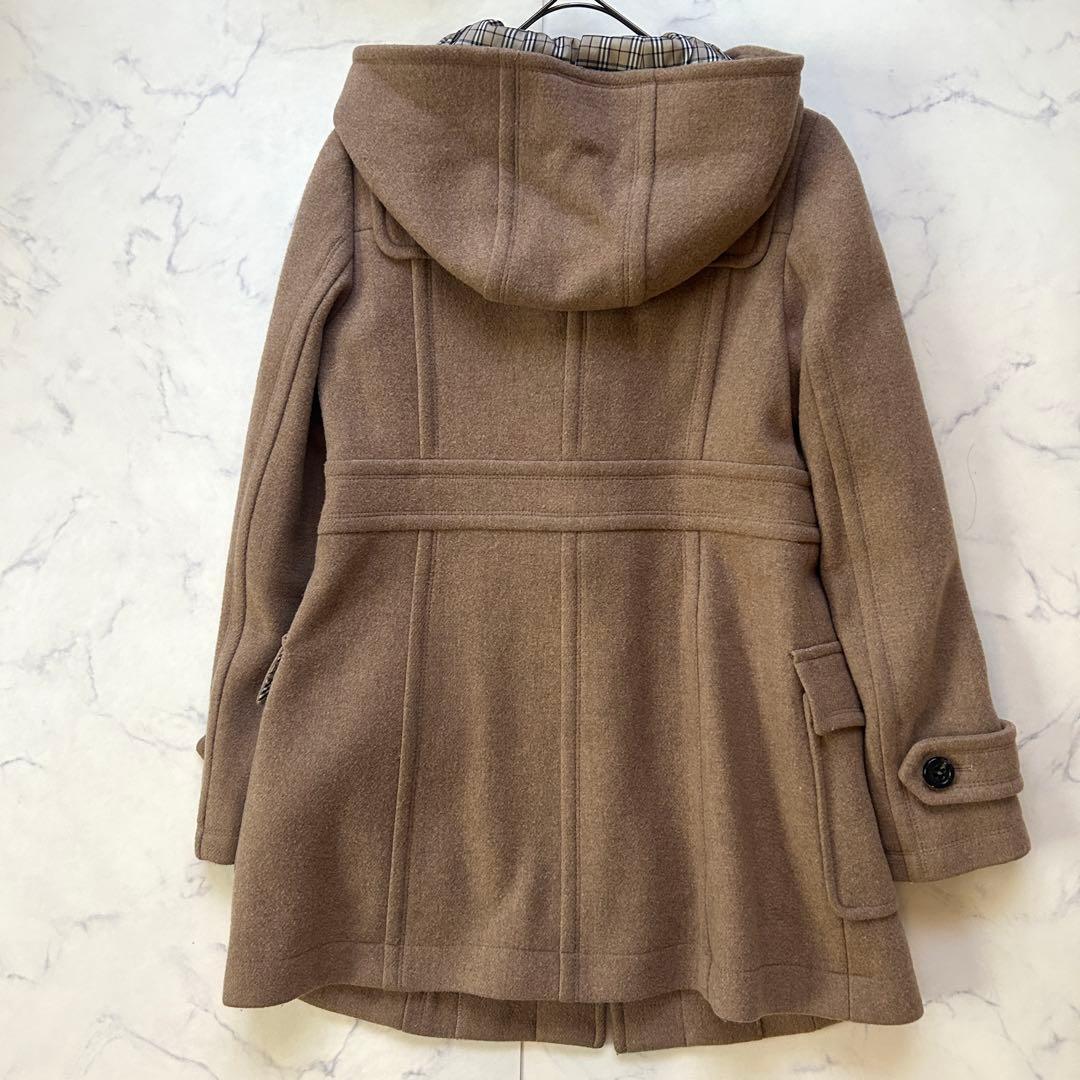 バーバリーブルーレーベル ダッフルコート フード ノバチェック レザー 40