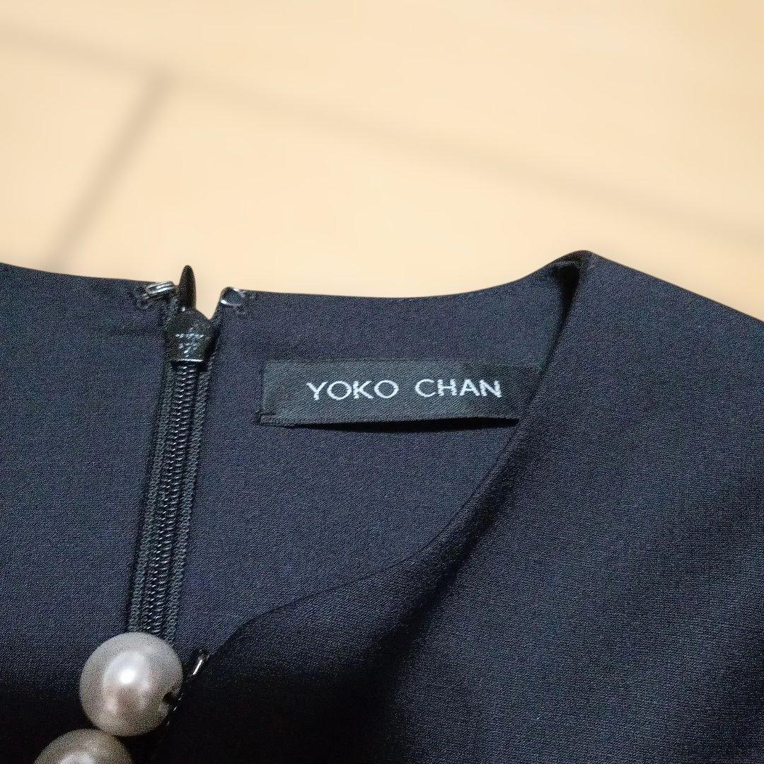 ヨーコチャンYOKO CHAN フレアスリーブパールスリットラインブラウス38