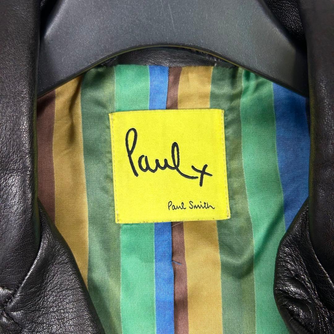 美品♡ポールスミス ラムレザーダブルライダースジャケット マルチストライプ 現行