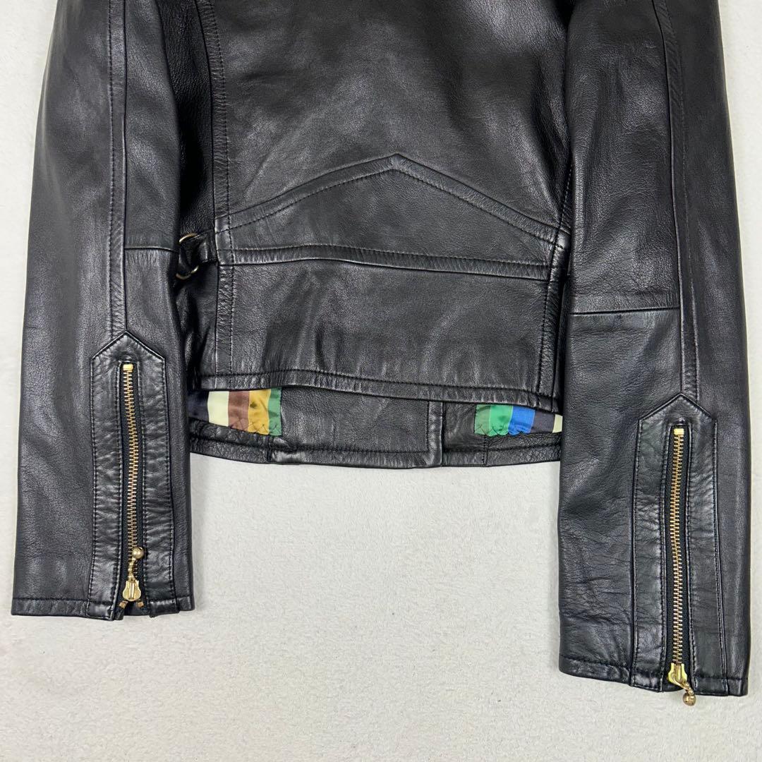 美品♡ポールスミス ラムレザーダブルライダースジャケット マルチストライプ 現行