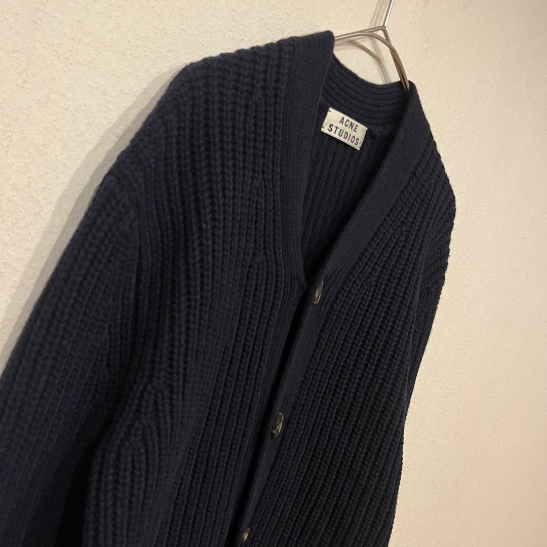 【美品】Acne Studios 13AW ミドルゲージ 厚手 カーディガン 紺