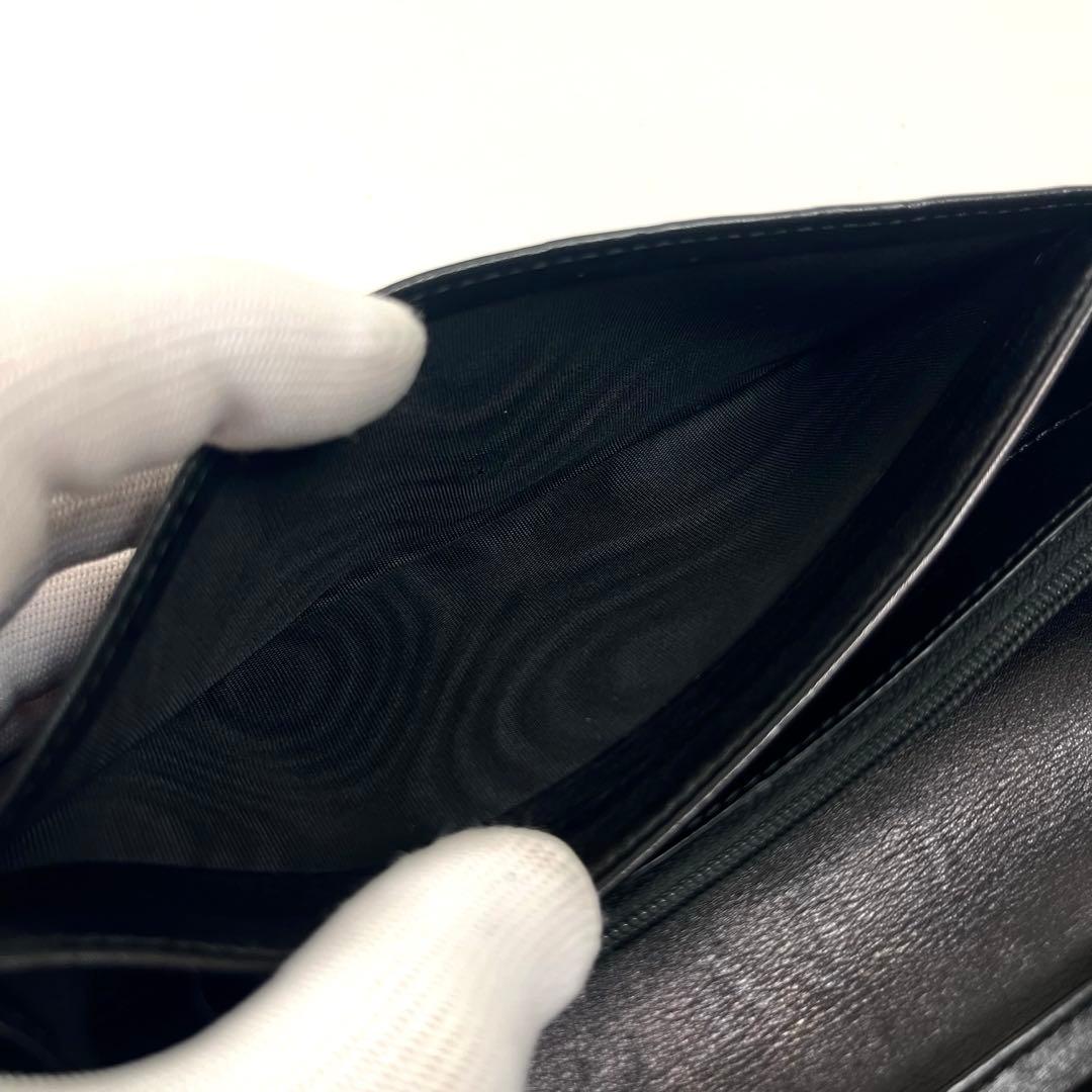 グッチ　ロゴプレート 長財布　GGシマレザー　エンボス加工　本革　ブラック　美品