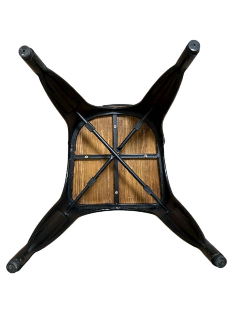 【美品】アイアンチェア 木製座面 ダイニングチェア カフェ風 2脚セット