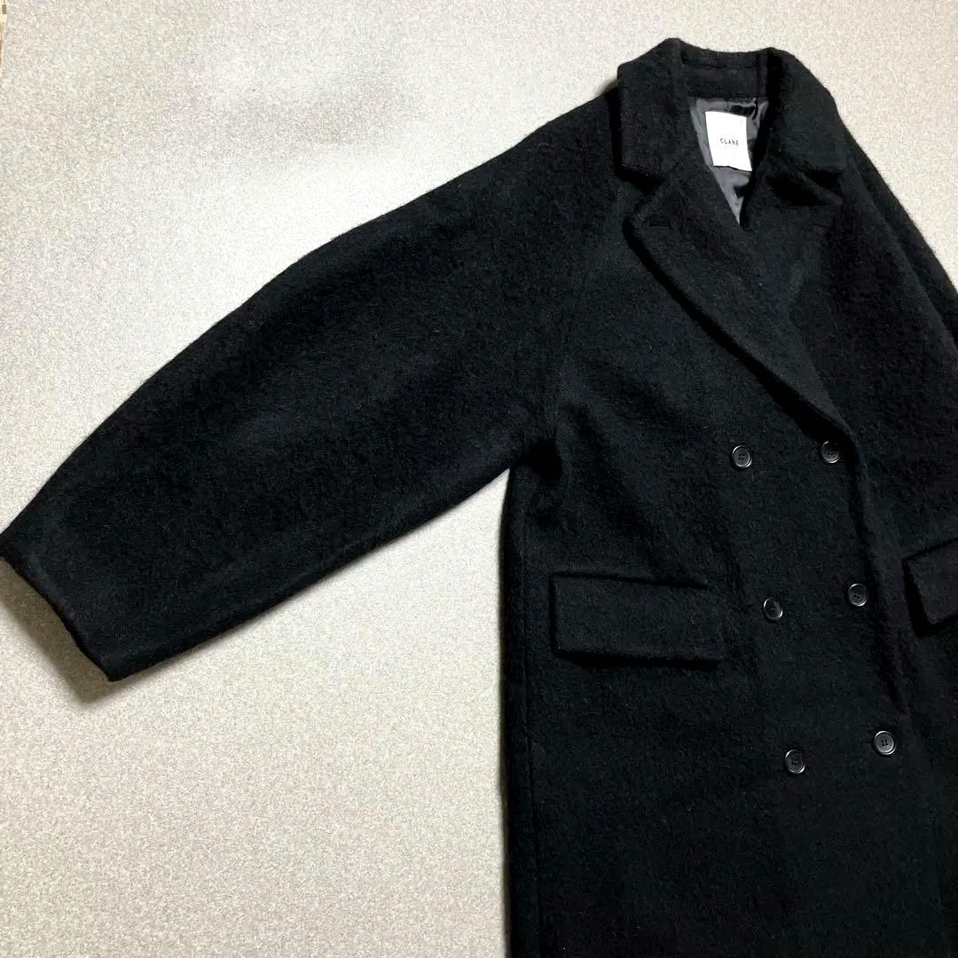 CLANE ダブルウールロングコート ラグランスリーブ シャギー マキシ丈