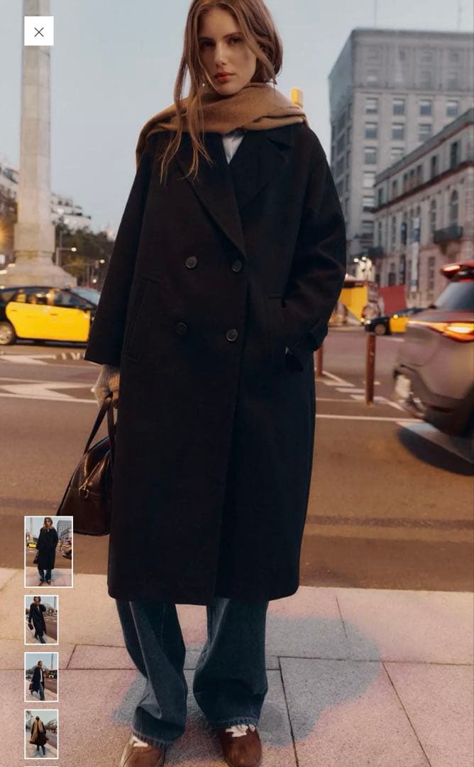 ZARA ソフトオーバーサイズコート　ブラック