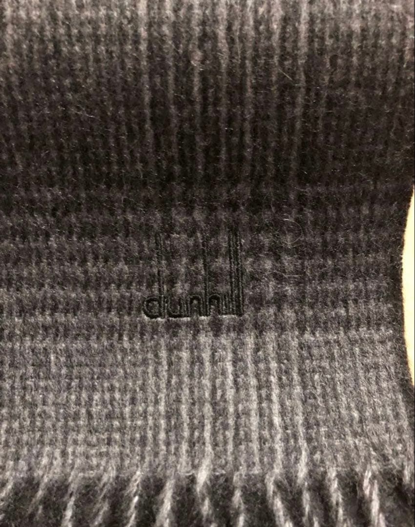 く*う様 【極美品】dunhill カシミヤ100%ダークグレー チェック柄 マ