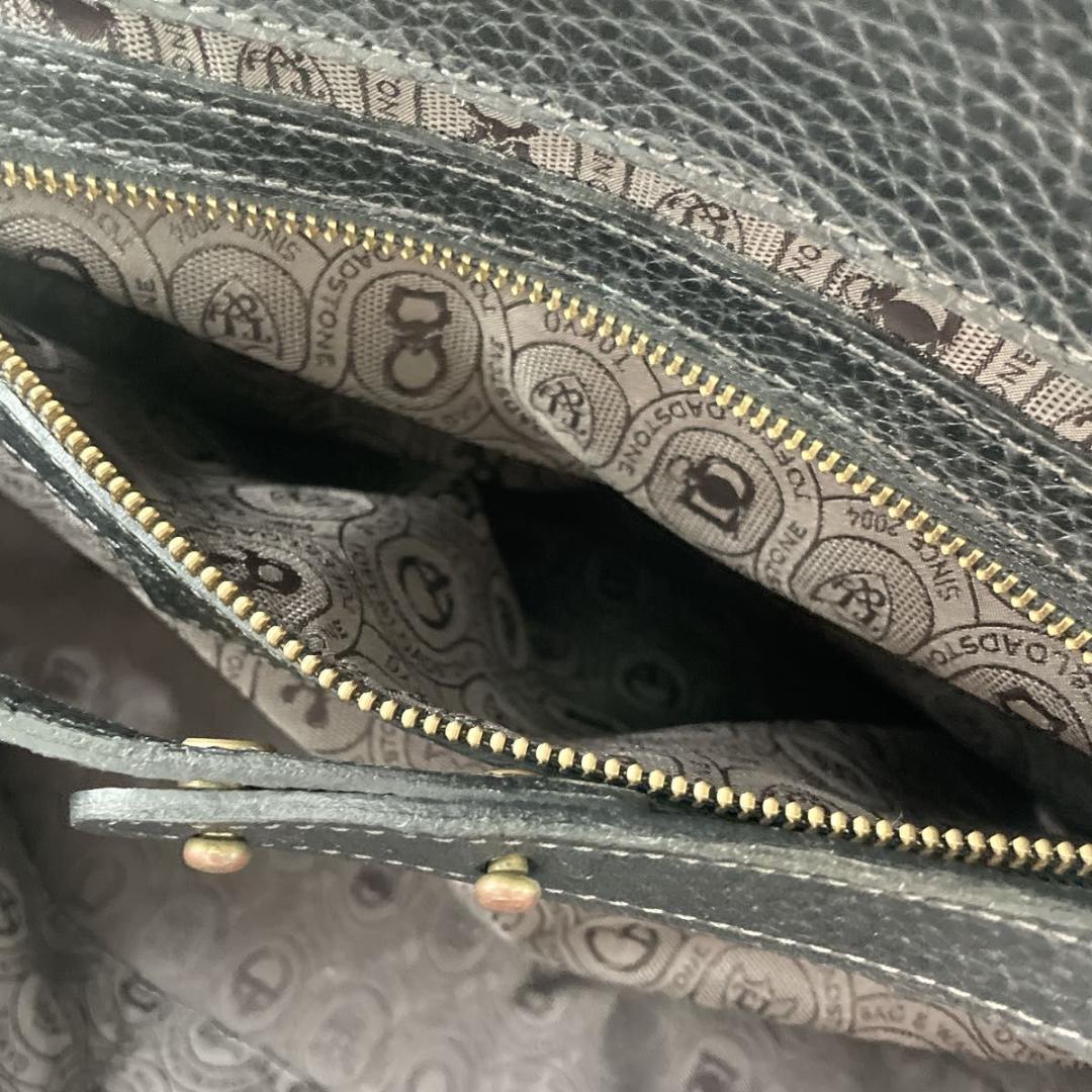 トフアンドロードストーン トートバッグ ルーフボタン シボ革 黒 A4 肩掛け