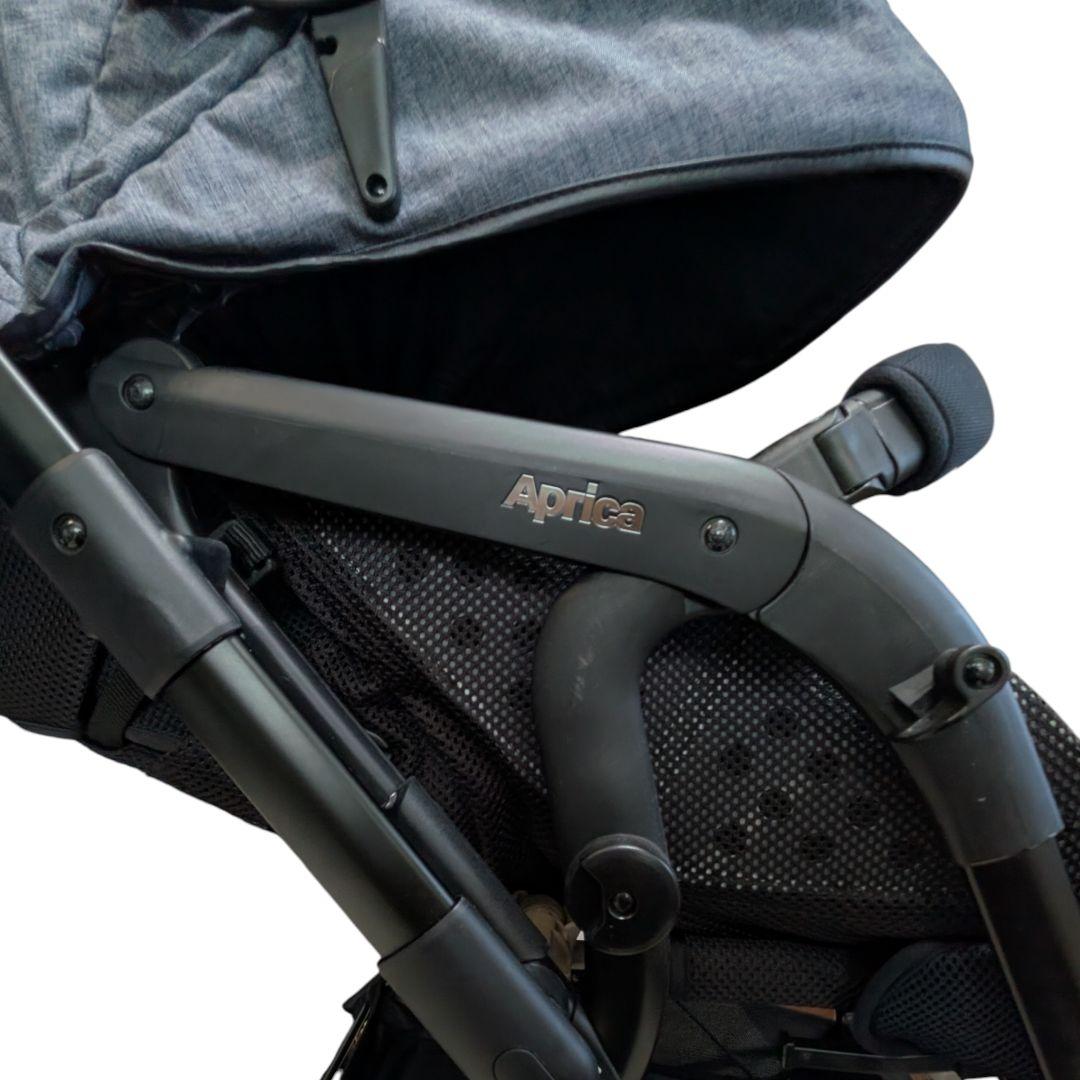 極美品 アップリカ 最上級ベビーカー オプティア クッション グレイス ネイビー