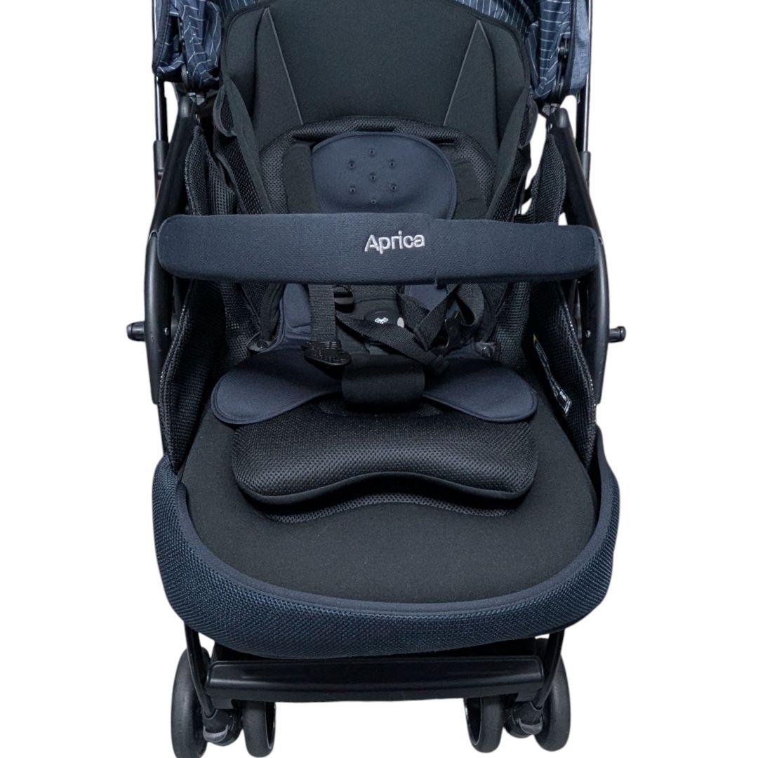 極美品 アップリカ 最上級ベビーカー オプティア クッション グレイス ネイビー