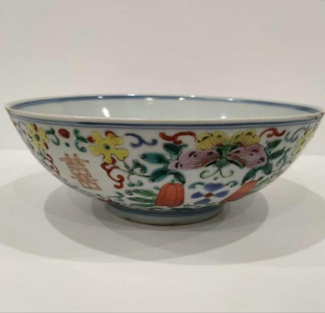 清時代 骨董品 粉彩 茶碗 南京色絵花卉文鉢唐物 古染付 煎茶碗