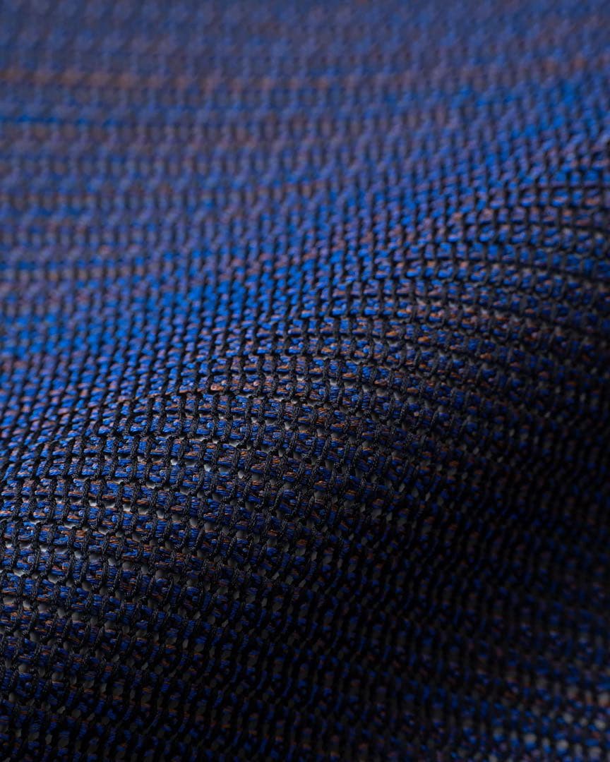 【極美品】KUSKA カスリミックスタイ ネイビー×ブラウン 手織りシルク