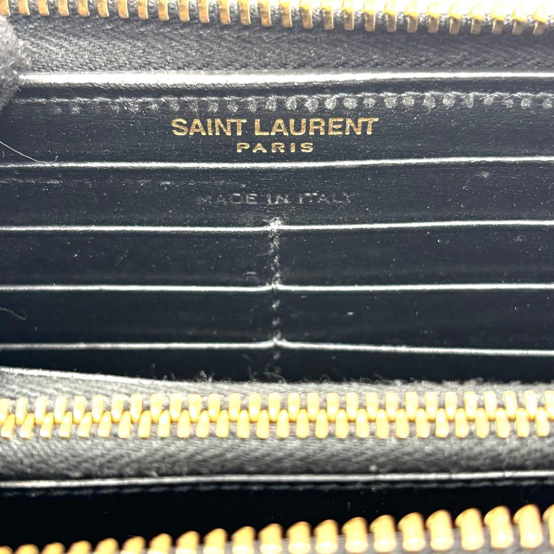 サンローラン 長財布 ラウンドファスナー カサンドラ YSL ロゴ ブラック