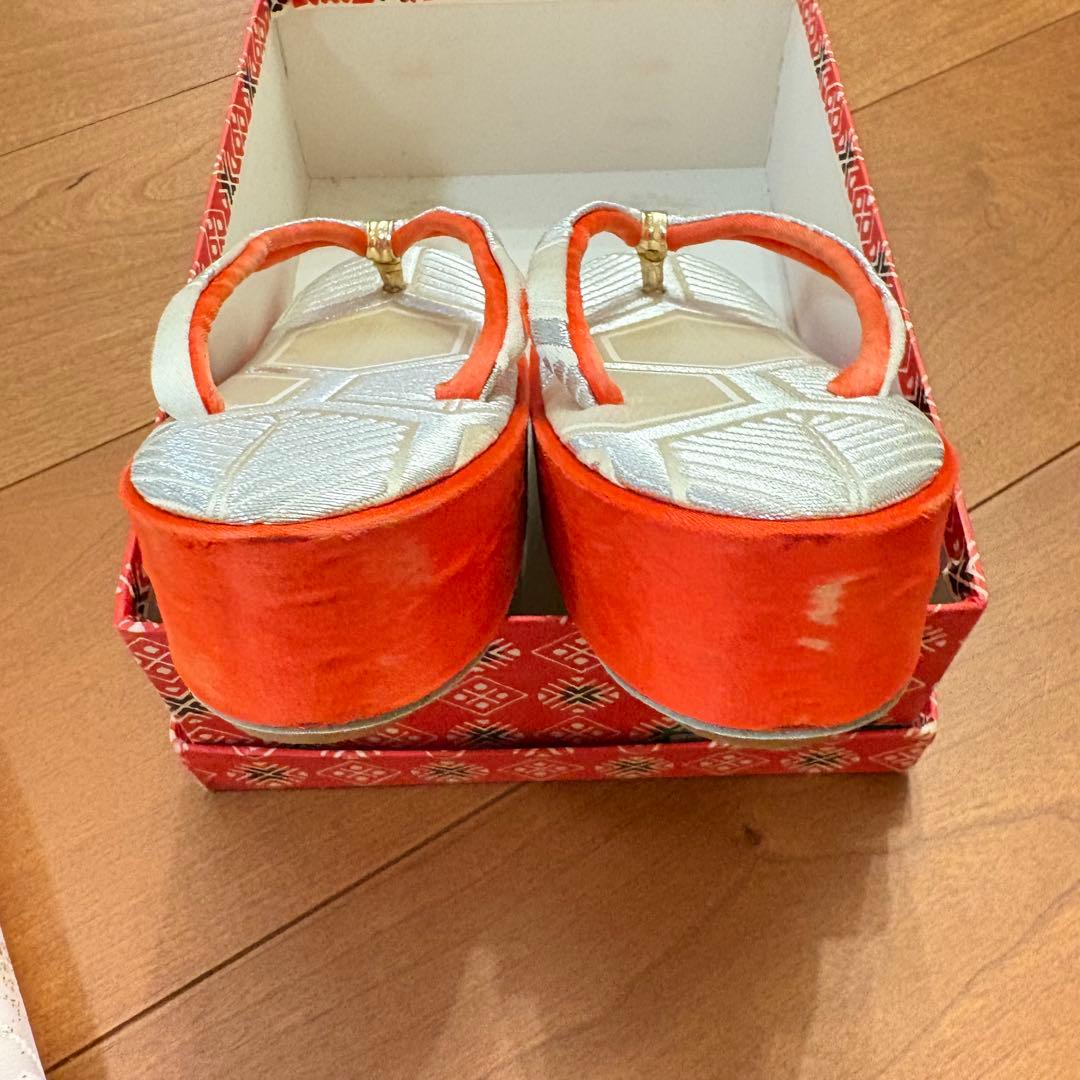 七五三　7歳　着物セット　女の子　オレンジ　グリーン