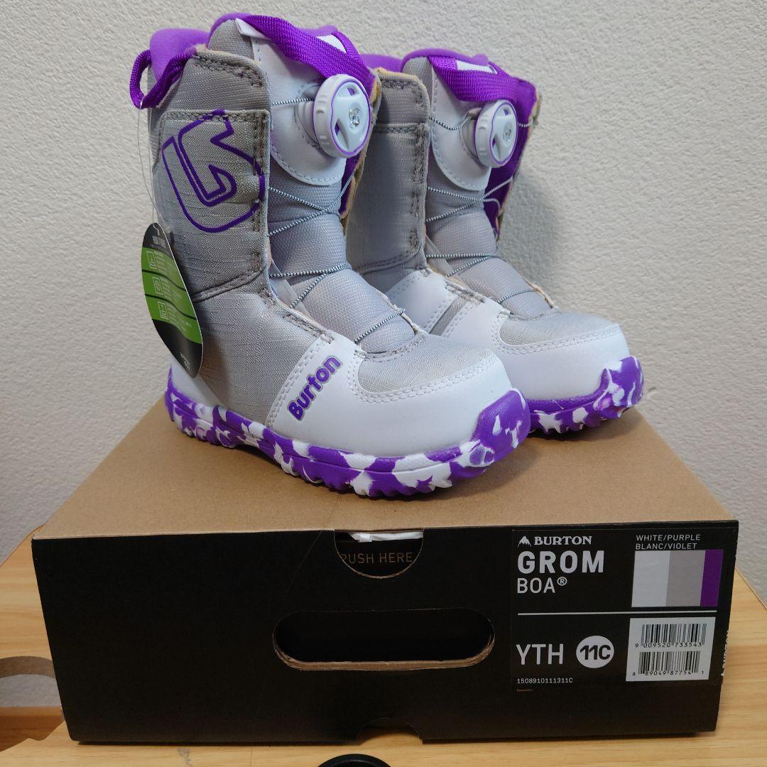 BURTON GROM BOA YTH 11C ホワイト/パープル 17.5