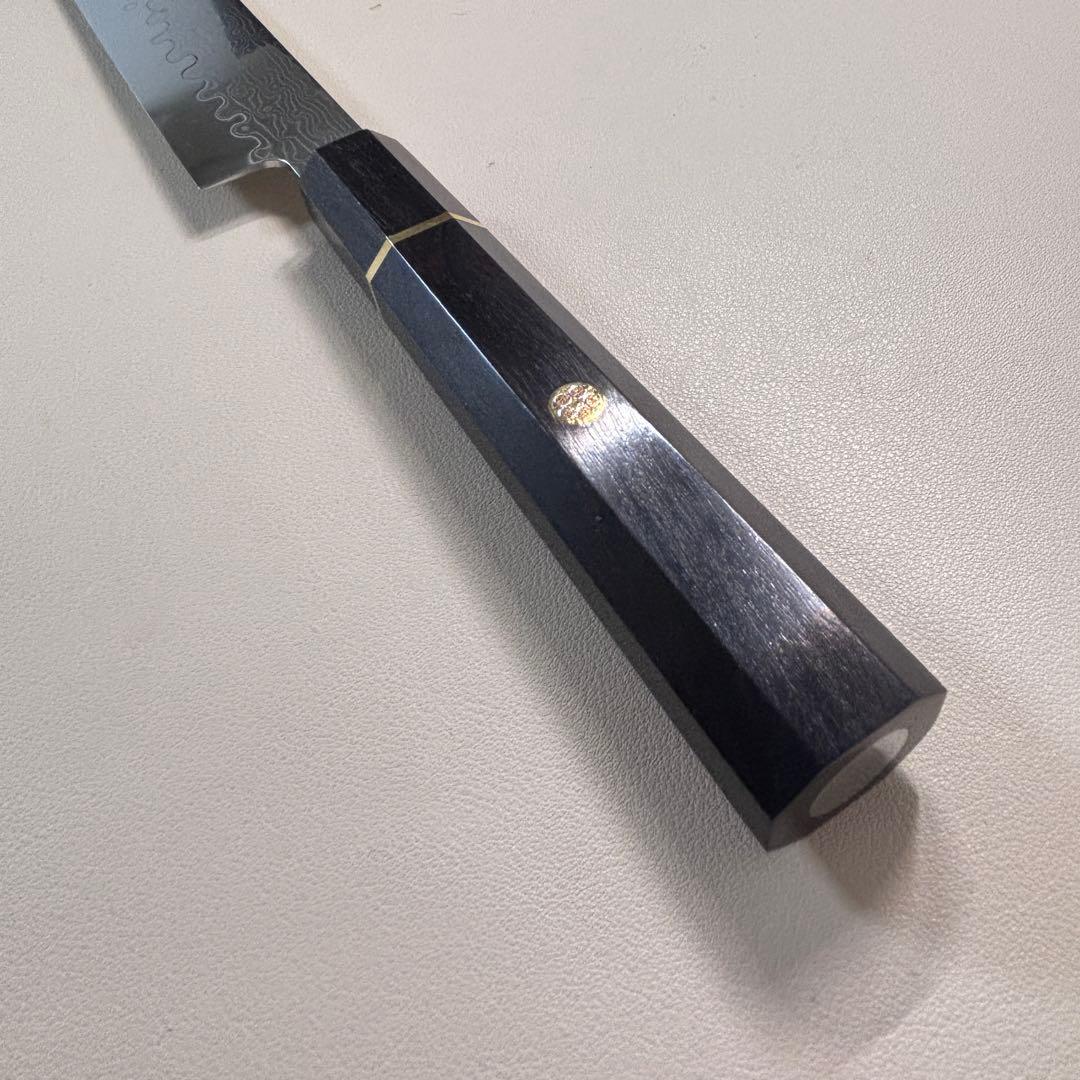 尺300mm 柳刃包丁 墨流しダマスカス　黒檀八角柄　刺身包丁 和包丁 「鞘付き