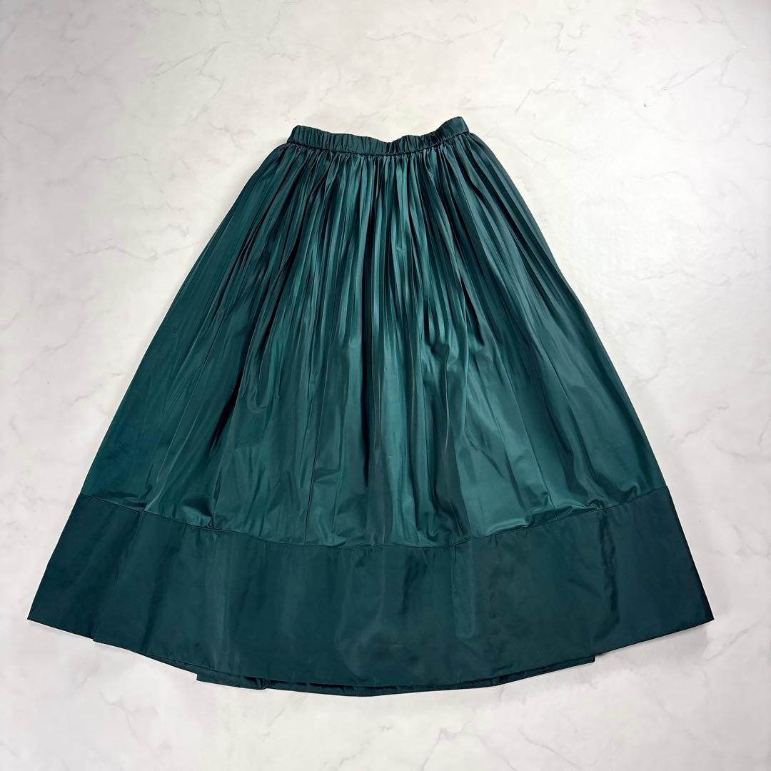 ENFOLD VOLUME SKIRT プリーツ ロング ダークグリーン 38