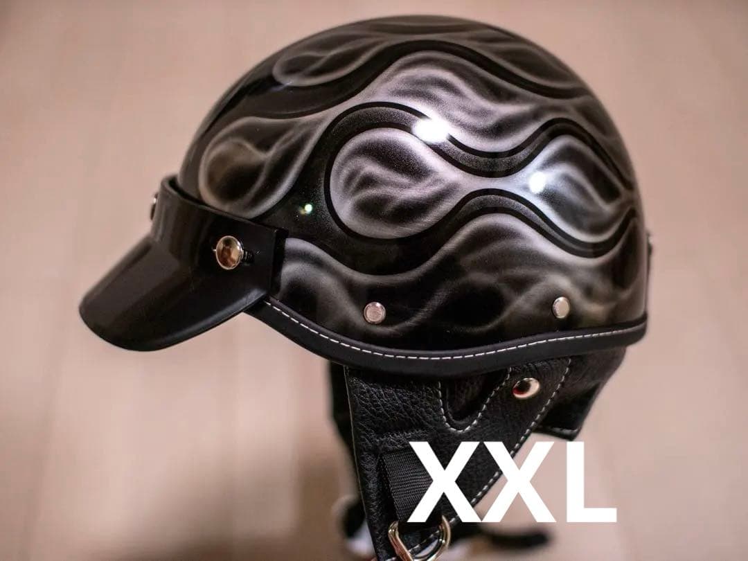 XXL 新品未使用　ポリヘル　ヘルメット バイク　黒シルバーフレア