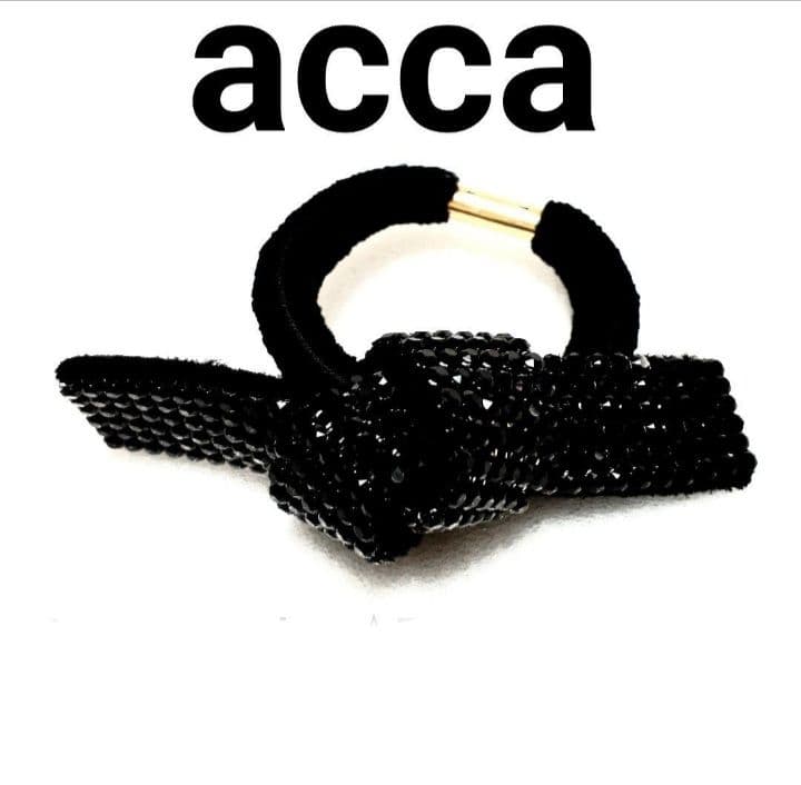 新品⭐acca 豪華 スワロフスキー☆6連 オードリードレスポニー ヘアゴム 黑