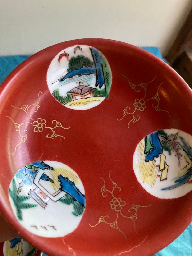 清朝　十錦手小皿　南京皿　二客