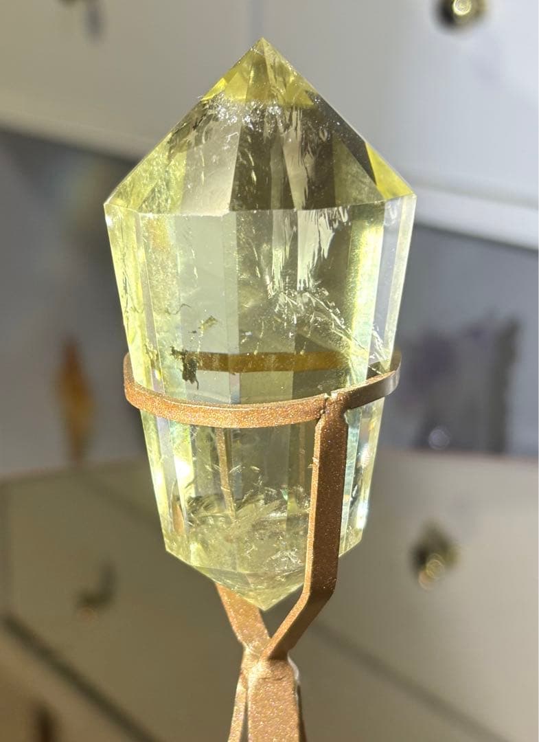レア　高品質　シトリン　BIGサイズ　12面体　ヴォーゲルワンド　スタンド付き