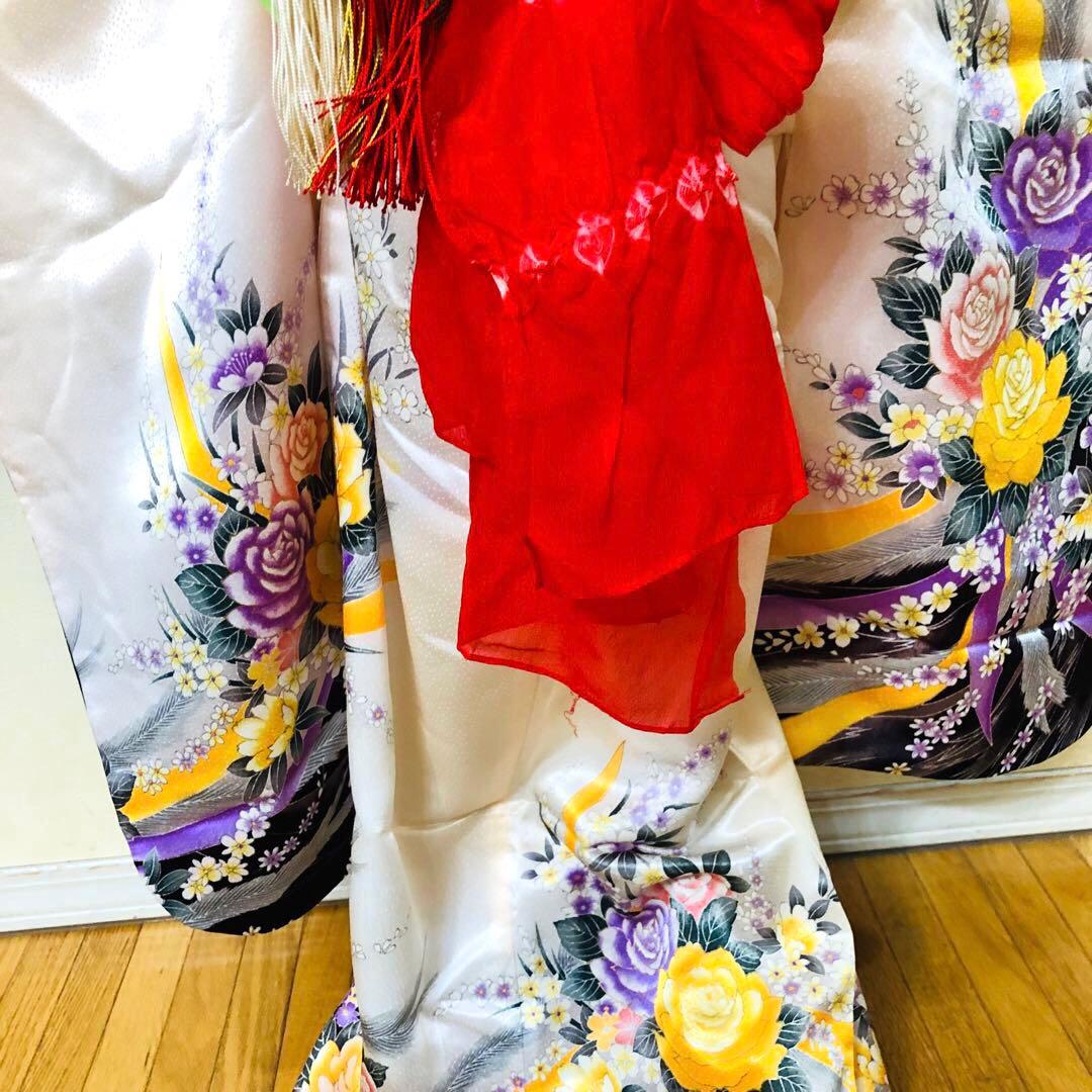 七五三 女子着物 7歳薔薇煌びやか際立つ‼️豪華絢爛薔薇刺繍金彩金箔完全フルセット