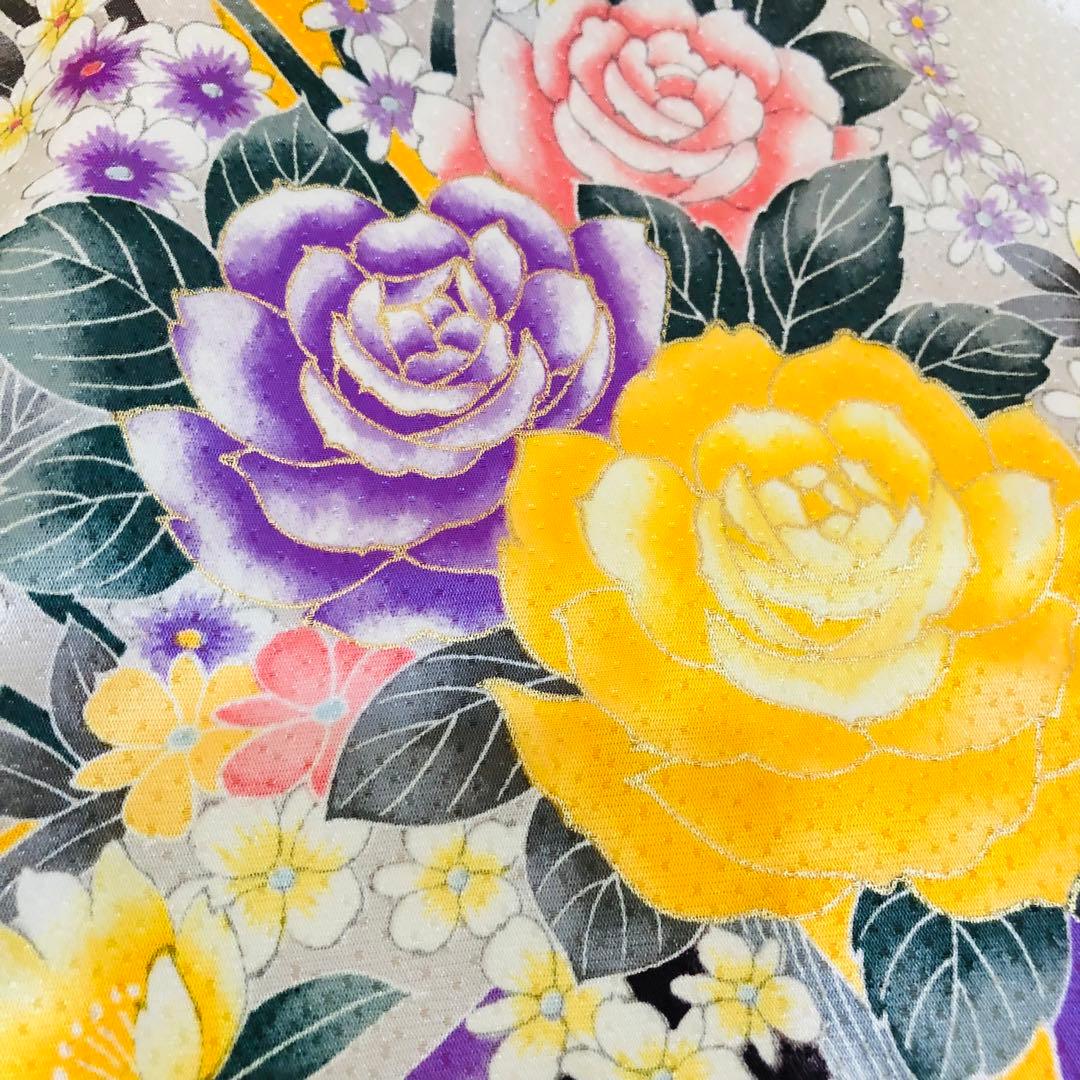 七五三 女子着物 7歳薔薇煌びやか際立つ‼️豪華絢爛薔薇刺繍金彩金箔完全フルセット