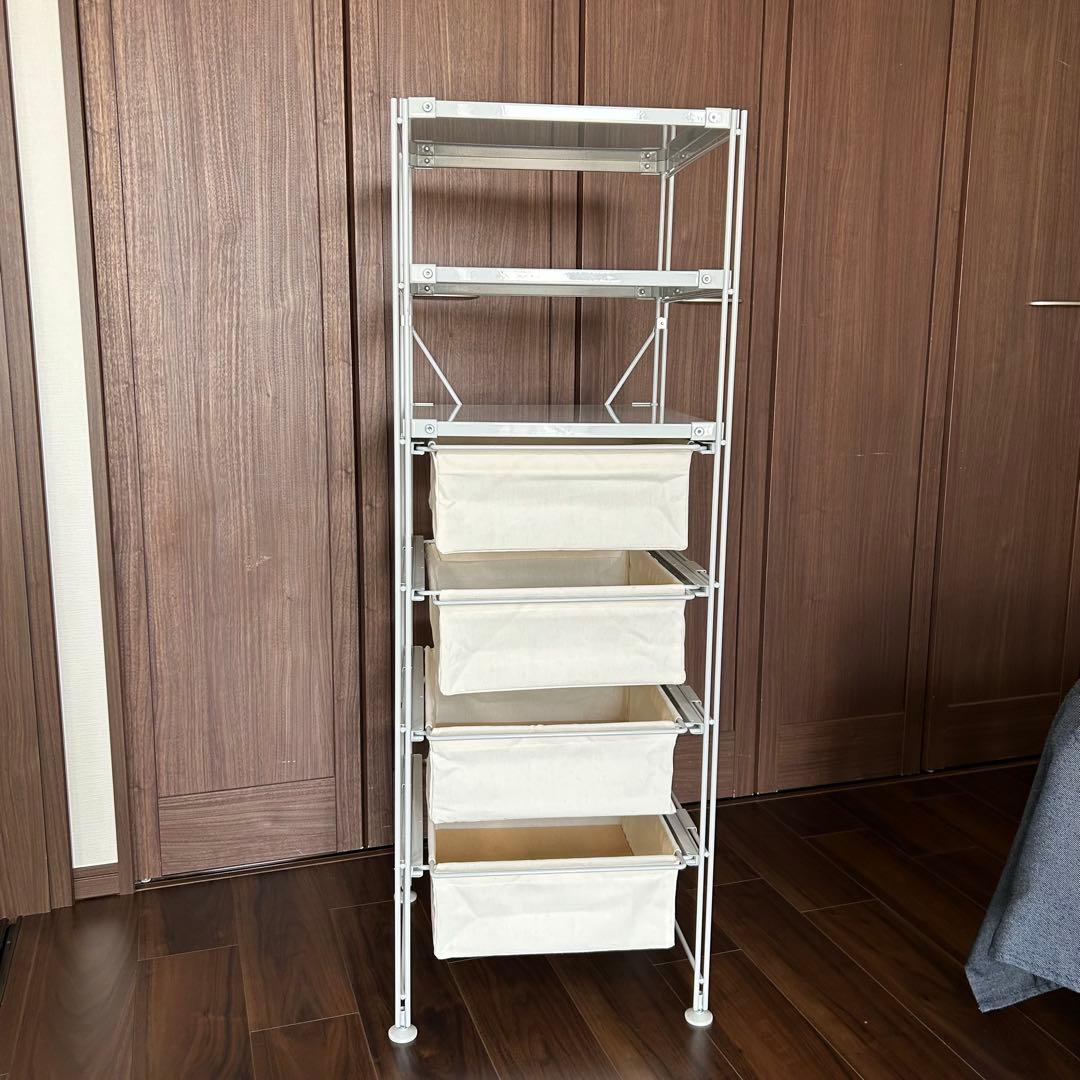 ま*ー様 無印良品　スチールユニット（帆布）バスケットセット シェルフ　グレー