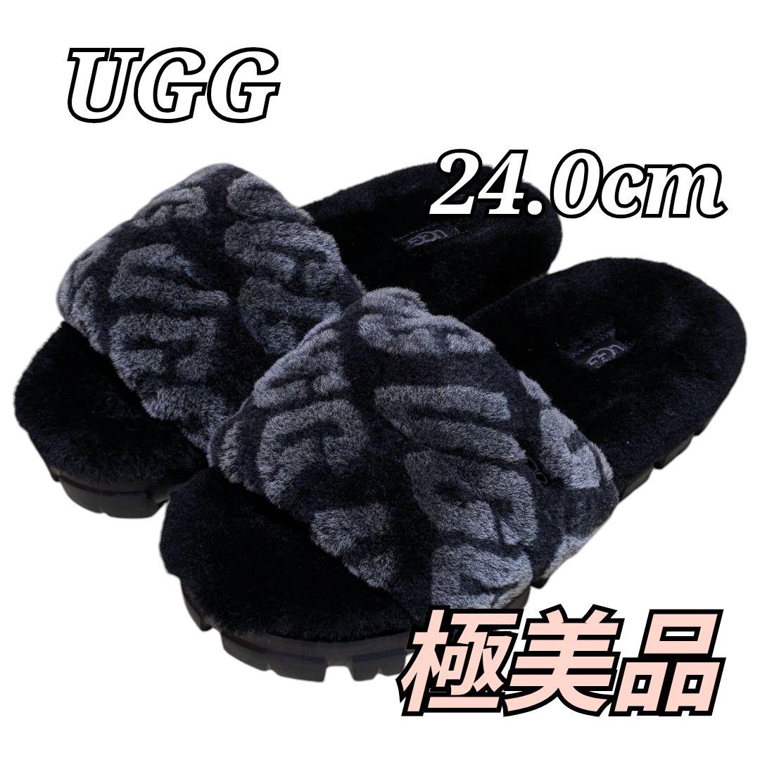 未使用級 UGG 24cm ブラック コゼッタ ロゴグラフ 1148770