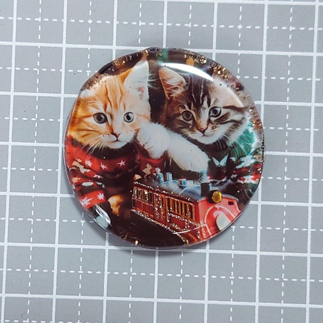 レジン　猫　ヘアゴム　ブローチ　ポニーフック　No.307