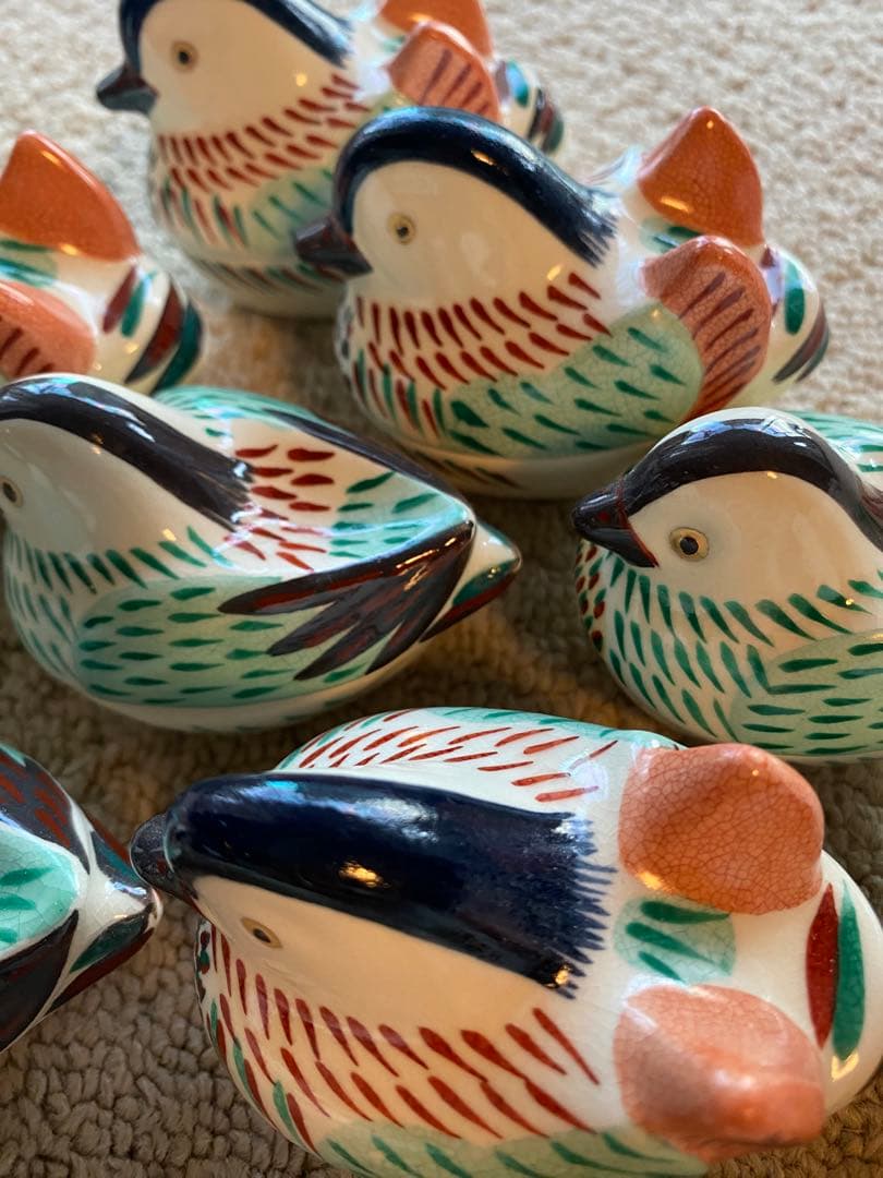 珍味入れ　仁清おしどり オス5客メス5客ペア珍味入れ合計10客(香合) 京焼