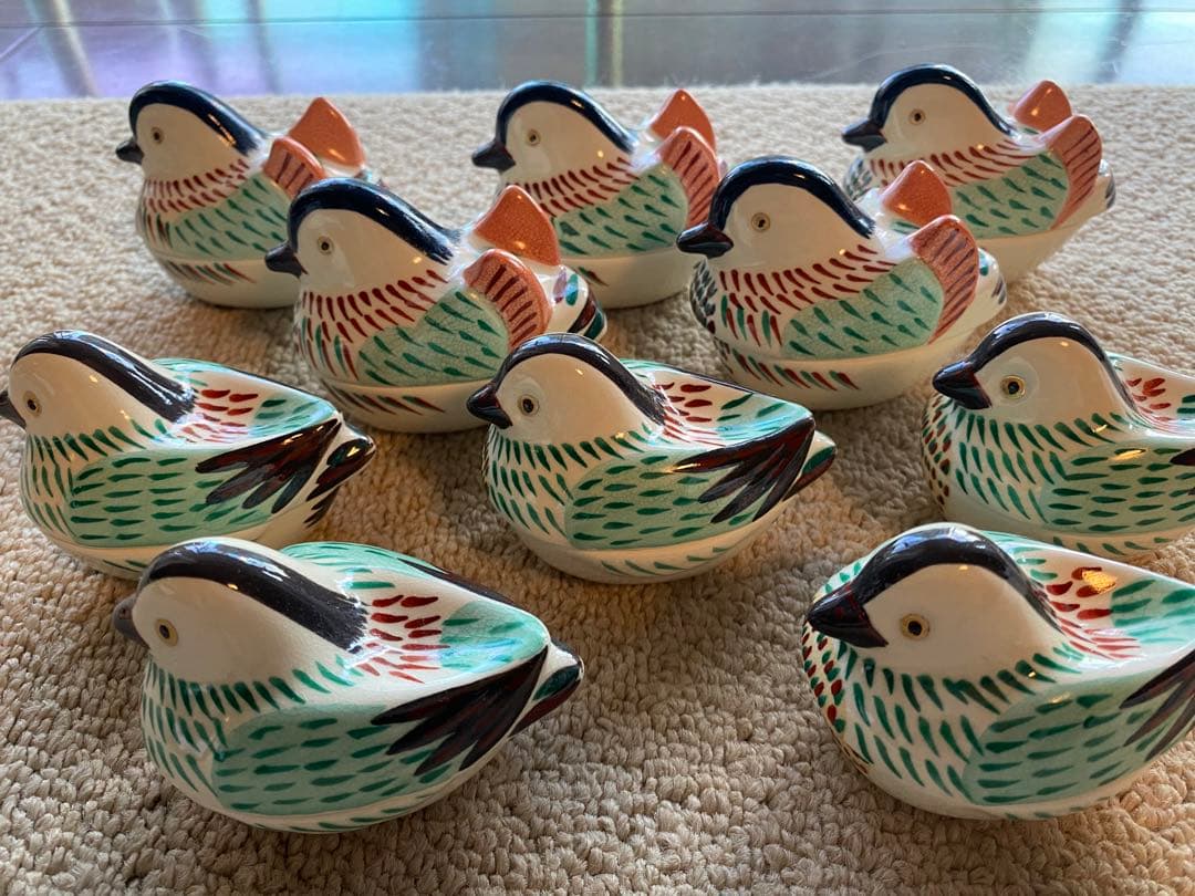 珍味入れ　仁清おしどり オス5客メス5客ペア珍味入れ合計10客(香合) 京焼