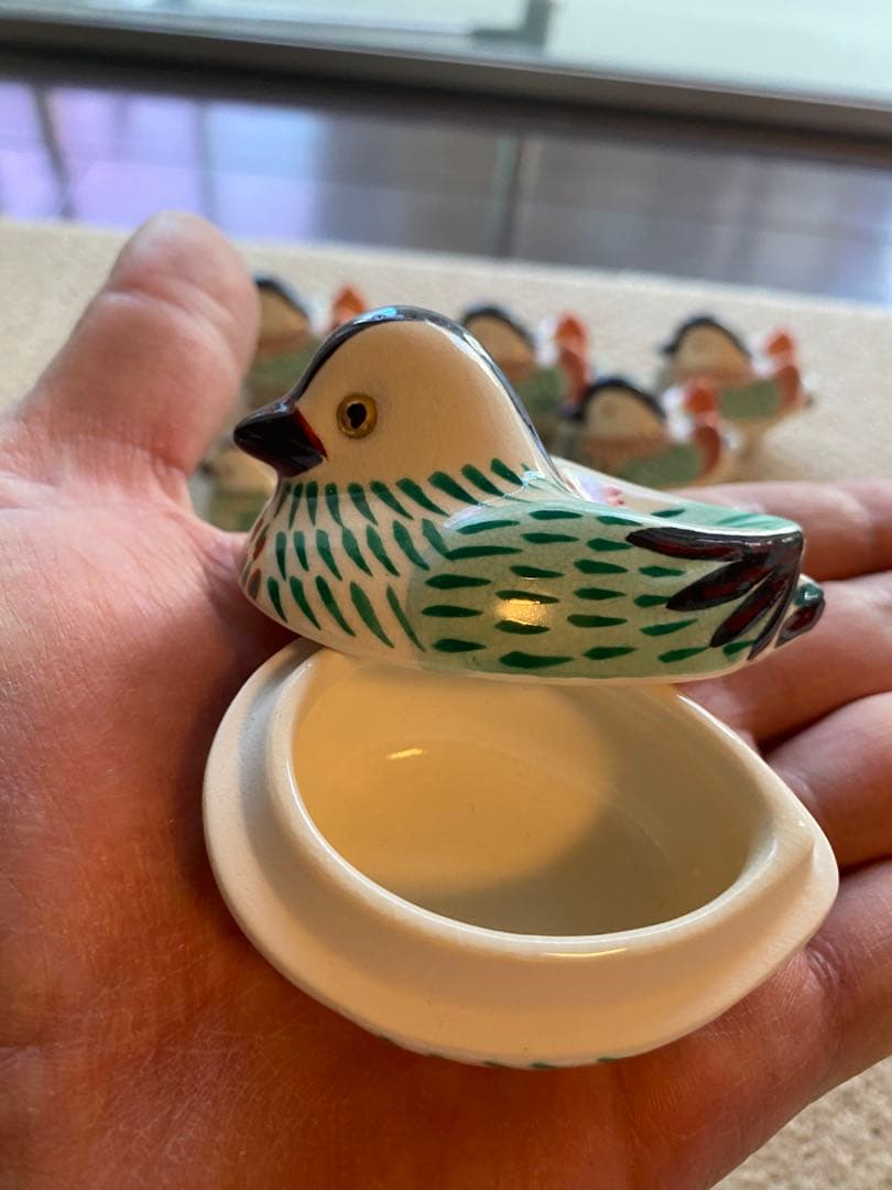 珍味入れ　仁清おしどり オス5客メス5客ペア珍味入れ合計10客(香合) 京焼