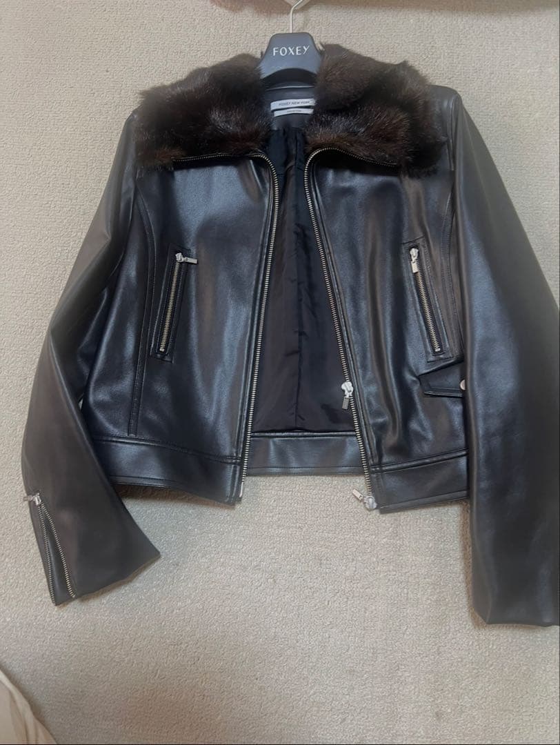 Yuki FOXEY NEW YORK ブラックレザーライダースジャケット