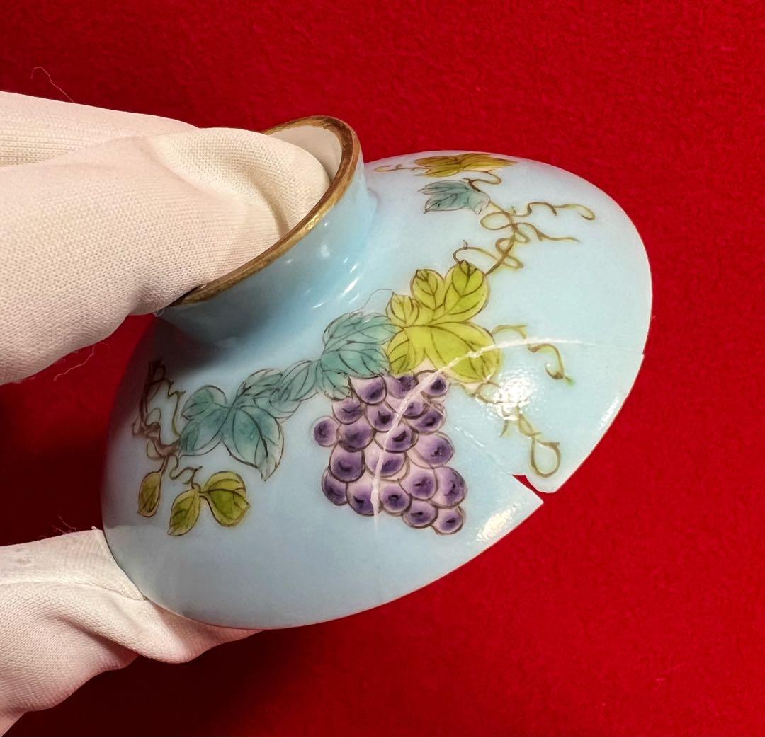 中国美術 古玩 葡萄紋樣 蓋碗 茶碗 慎德堂製　茶道具