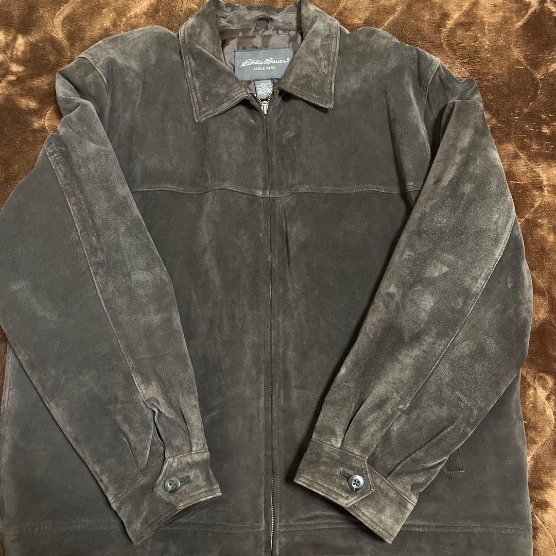 美品 Eddie Bauer スエード素材 ブルゾン ダークブラウン XL