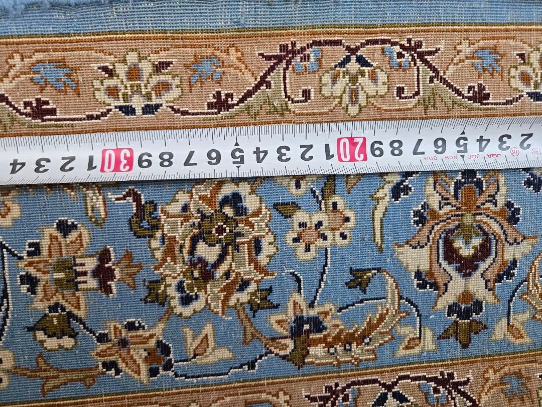 ペルシャ絨毯イスファハン産手織本物保証書非常に綺麗なブルー色 176×110cm