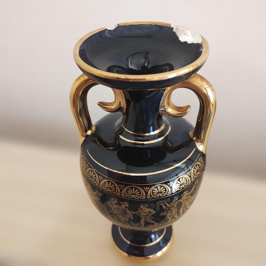 ギリシャ製 24Kゴールド装飾 花瓶　欠けあり