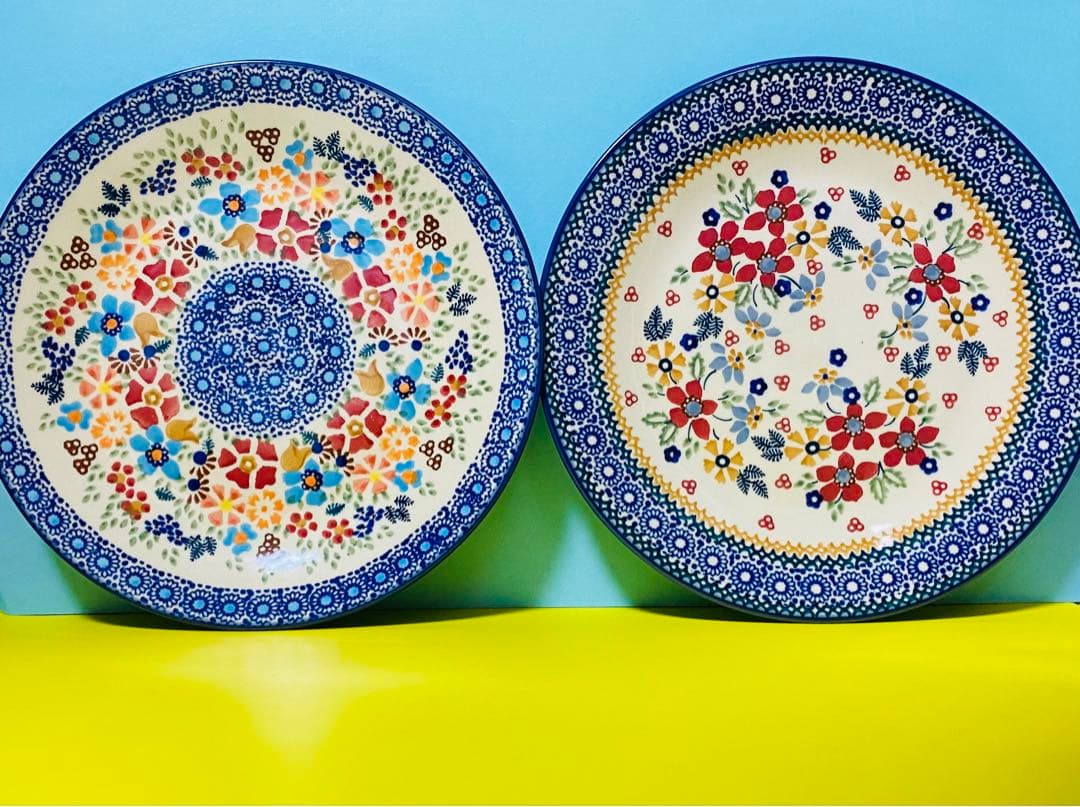 ポーランド食器 ヴィンテージ ポーリッシュポタリー 22cm プレート 2点
